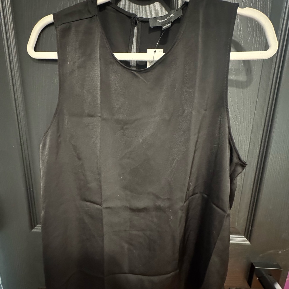 Banana Republic Black Satin Blouse/Tank Top Large